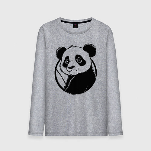 Мужской лонгслив Панда в круге / Меланж – фото 1