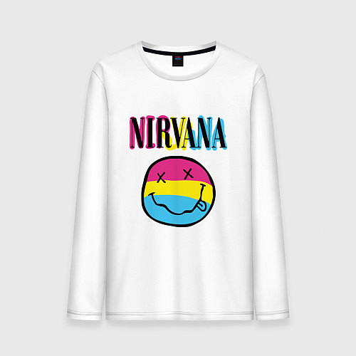 Мужской лонгслив Нирвана цветной / Белый – фото 1