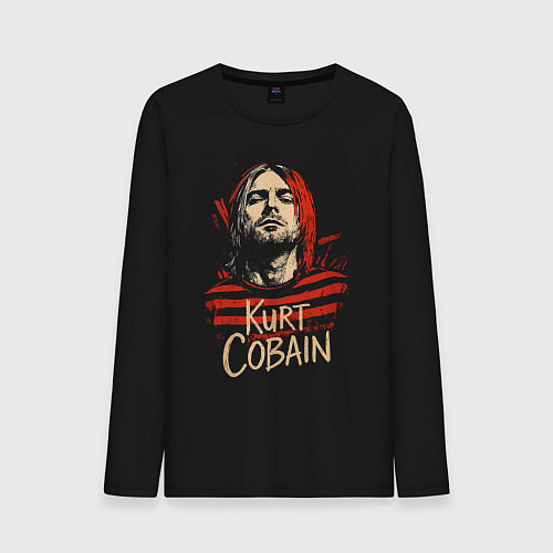 Мужской лонгслив Курт Кобейн с надписью / Черный – фото 1