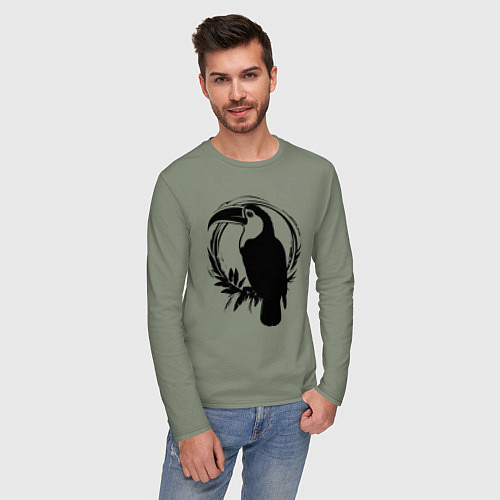 Мужской лонгслив Тукан в круге / Авокадо – фото 3