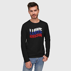 Лонгслив хлопковый мужской I love Russia, цвет: черный — фото 2