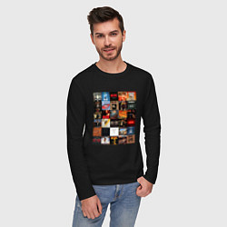 Лонгслив хлопковый мужской AC DC - обложки, цвет: черный — фото 2