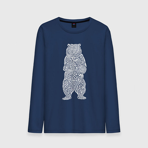 Мужской лонгслив Медведь оберег в виде кельтского орнамента / Тёмно-синий – фото 1