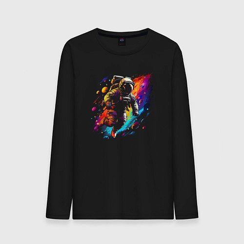 Мужской лонгслив Красочный космос / Черный – фото 1