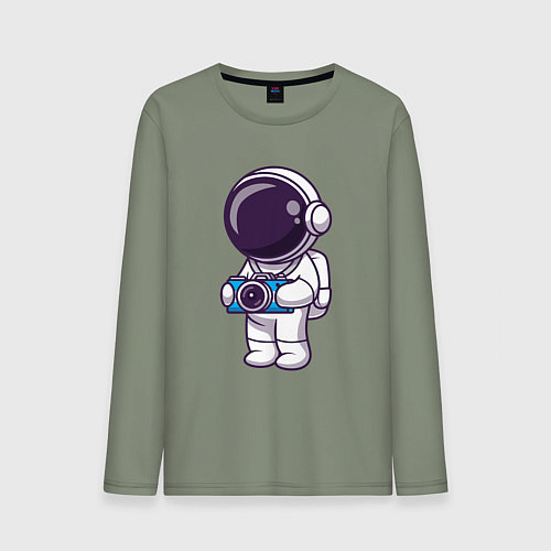 Мужской лонгслив Космонавт фотограф / Авокадо – фото 1