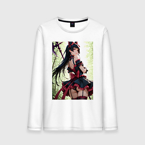 Мужской лонгслив Рори Меркурия посреди леса с алебардой / Белый – фото 1