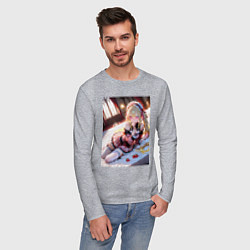 Лонгслив хлопковый мужской Лоли с клубникой, цвет: меланж — фото 2