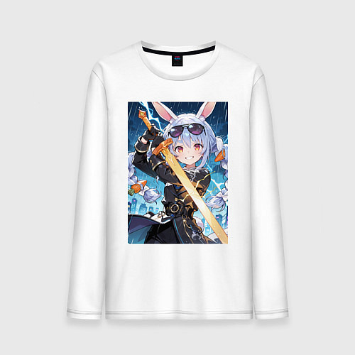 Мужской лонгслив Крольчиха Пекора с мечем / Белый – фото 1