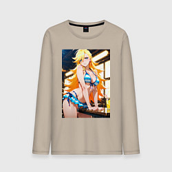 Лонгслив хлопковый мужской Sexy Труська развлекается, цвет: миндальный