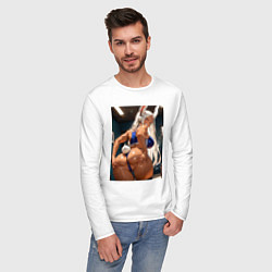 Лонгслив хлопковый мужской Позирование Руми Усагиямы, цвет: белый — фото 2