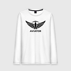 Лонгслив хлопковый мужской Авиатор крылатый логотип, цвет: белый
