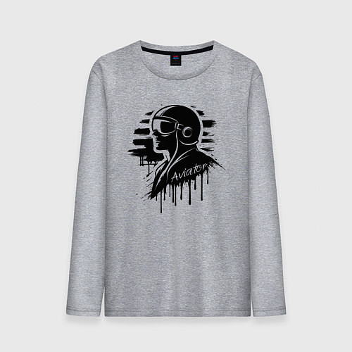 Мужской лонгслив Авиатор черное граффити / Меланж – фото 1