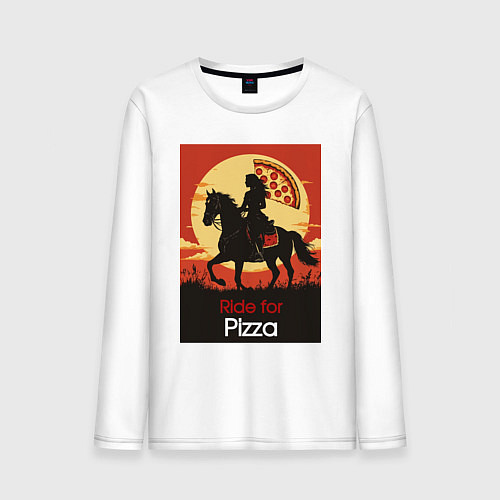 Мужской лонгслив Ride for pizza / Белый – фото 1