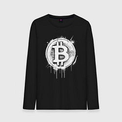 Лонгслив хлопковый мужской Биткоин в стиле Бэнкси, цвет: черный