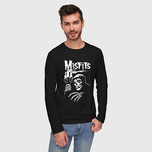 Мужской лонгслив Misfits скелет / Черный – фото 3