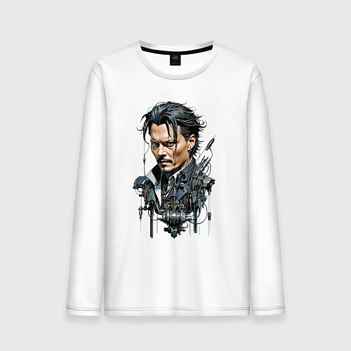 Мужской лонгслив Cyborg Johnny Depp / Белый – фото 1