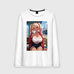 Мужской лонгслив Симпотная девушка-гяру с мороженным - аниме