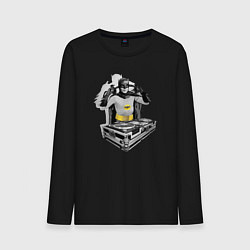 Лонгслив хлопковый мужской Диджей Бэтмен, цвет: черный