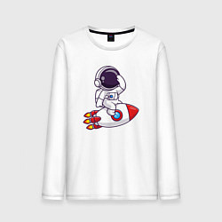 Лонгслив хлопковый мужской Rocket man, цвет: белый