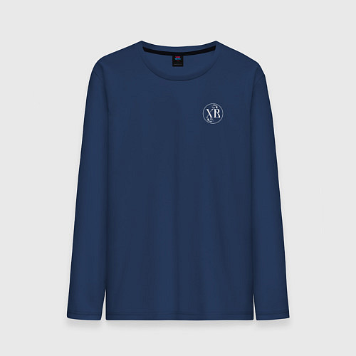 Мужской лонгслив Христос воскресе белый узор / Тёмно-синий – фото 1