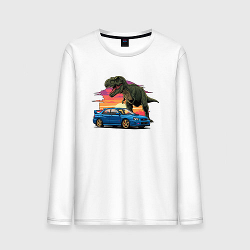 Мужской лонгслив Субару и динозавр / Белый – фото 1