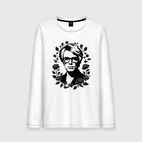 Мужской лонгслив Энди Уорхол в цветочном обрамлении / Белый – фото 1