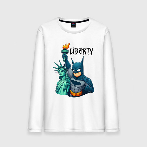 Мужской лонгслив Batman and statue of Liberty - ai art fantasy / Белый – фото 1
