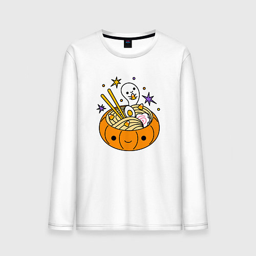 Мужской лонгслив Halloween ramen / Белый – фото 1