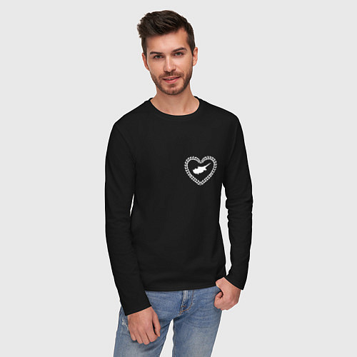 Мужской лонгслив Кипр в сердечке монохром / Черный – фото 3