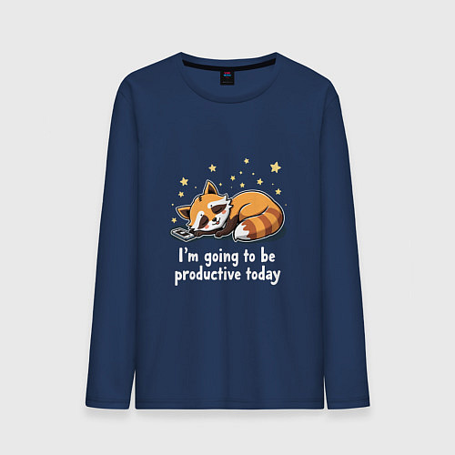 Мужской лонгслив Очень продуктивный енот / Тёмно-синий – фото 1