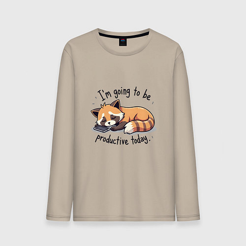Мужской лонгслив Очень ленивый нот / Миндальный – фото 1