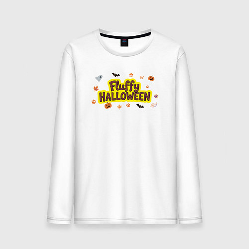 Мужской лонгслив Пушистый хэллоуин / Белый – фото 1