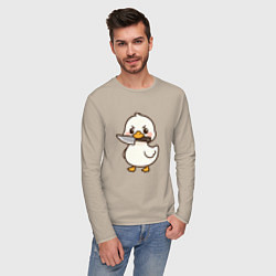 Лонгслив хлопковый мужской Утенок с ножом, цвет: миндальный — фото 2