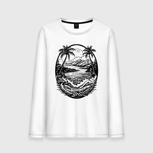 Мужской лонгслив Тропический оазис / Белый – фото 1