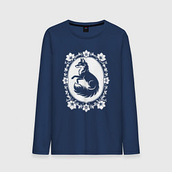 Мужской лонгслив Лиса в цветочной раме