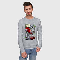 Лонгслив хлопковый мужской Bender - bite my xmaas, цвет: меланж — фото 2