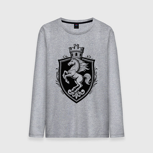 Мужской лонгслив Герб с конем и башней / Меланж – фото 1