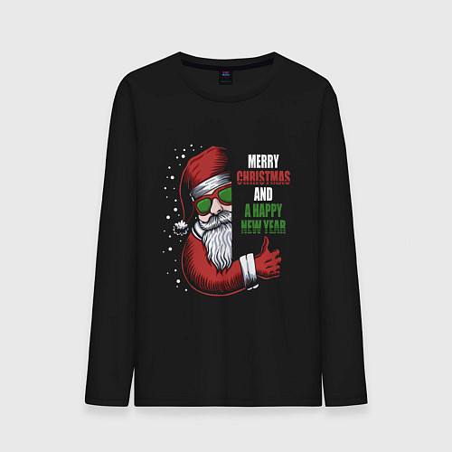 Мужской лонгслив Счастливого Рождества и Нового года / Черный – фото 1
