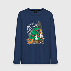 Мужской лонгслив Merry catmas
