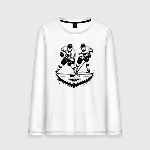 Мужской лонгслив Хоккейная дуэль / Белый – фото 1