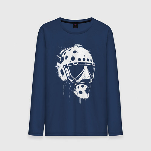 Мужской лонгслив Белая хоккейная маска / Тёмно-синий – фото 1