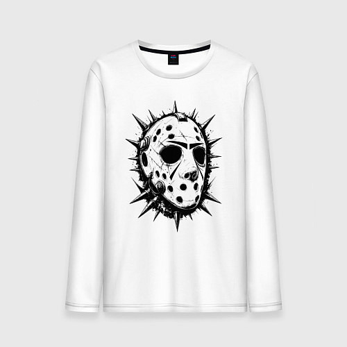 Мужской лонгслив Шипастая хоккейная маска / Белый – фото 1