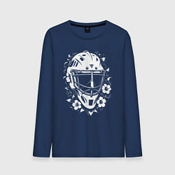Мужской лонгслив Шлем-маска в цветочном обрамлении