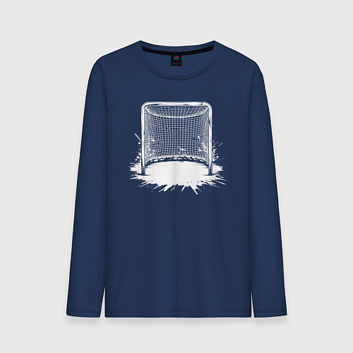 Мужской лонгслив Хоккейная рамка / Тёмно-синий – фото 1