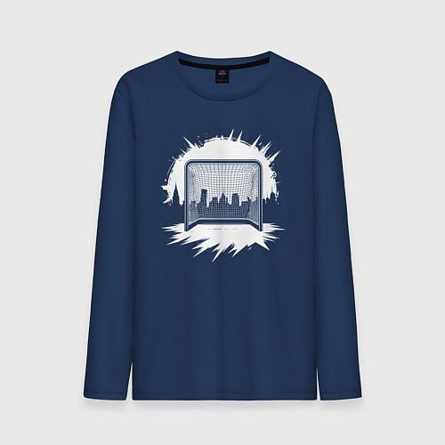 Мужской лонгслив Уличная хоккейная рамка / Тёмно-синий – фото 1