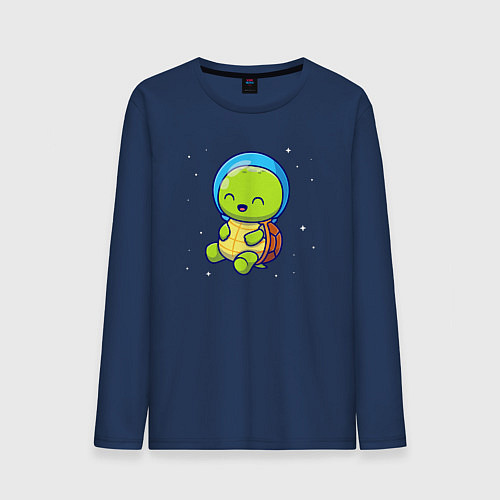 Мужской лонгслив Черепашка в космосе / Тёмно-синий – фото 1