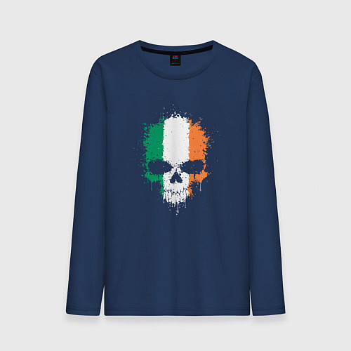 Мужской лонгслив Череп - Ирландия / Тёмно-синий – фото 1