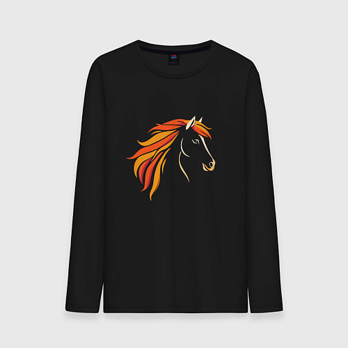 Мужской лонгслив Лошадь огненная, символ года / Черный – фото 1