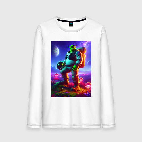 Мужской лонгслив Космонавт Шрек на похожей планете / Белый – фото 1