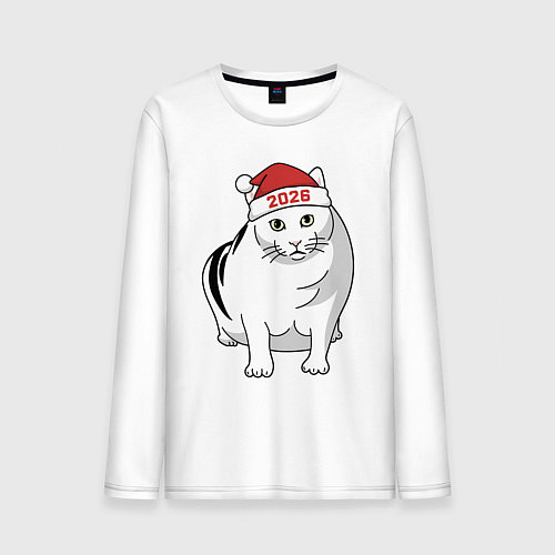 Мужской лонгслив Мемный кот Бендер - 2026 / Белый – фото 1